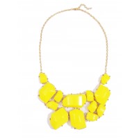 Neon Yellow Lemon Stone Fragment Statement Bib Necklace 